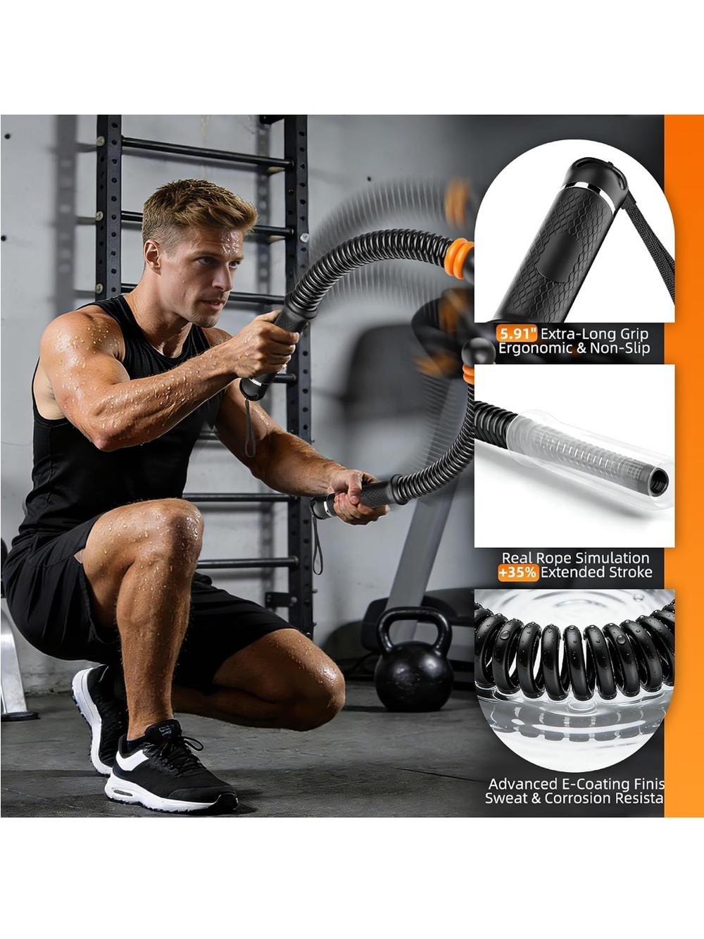 Weighted Ropeless Battle Ropes-Black - Picture 5 of 7